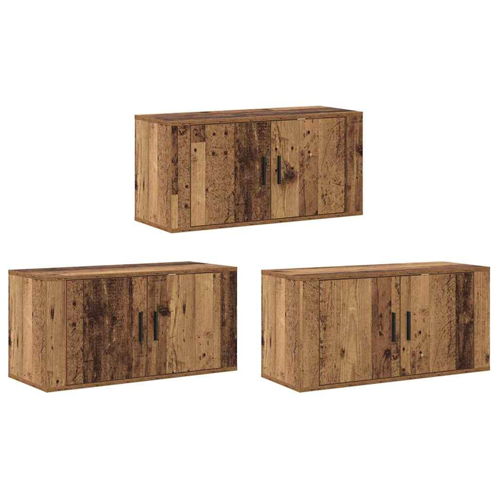 Ensemble de meuble tv mural 3 pcs bois ancien 80 x 34,5 x 40 cm