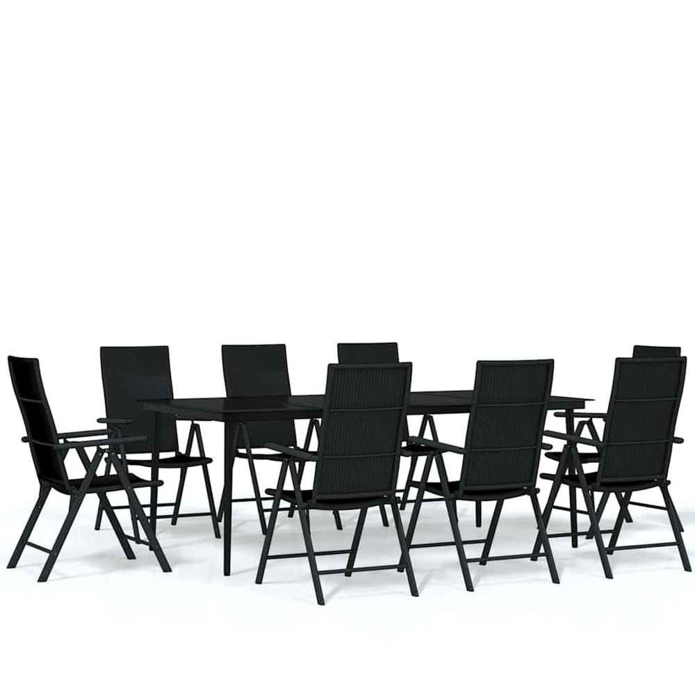 Ensemble à manger de jardin 9 pcs noir