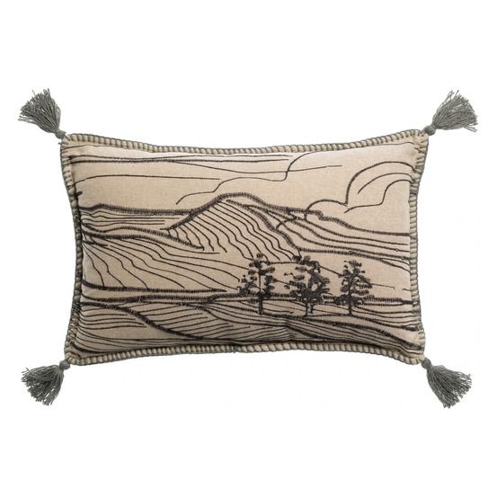 Coussin brodé dusko thym 30 x 50 cm