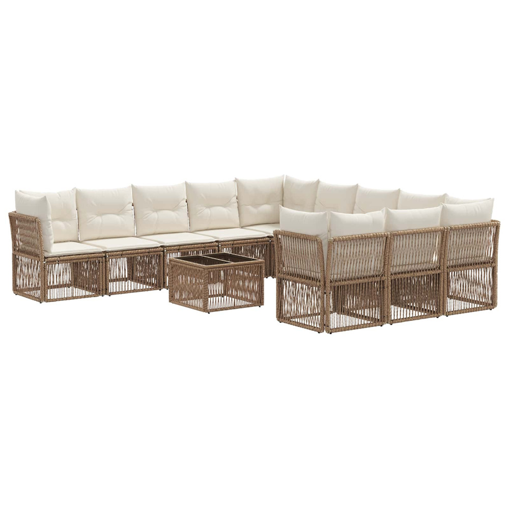 Ensemble de canapé de jardin 12 pcs beige polyrotin