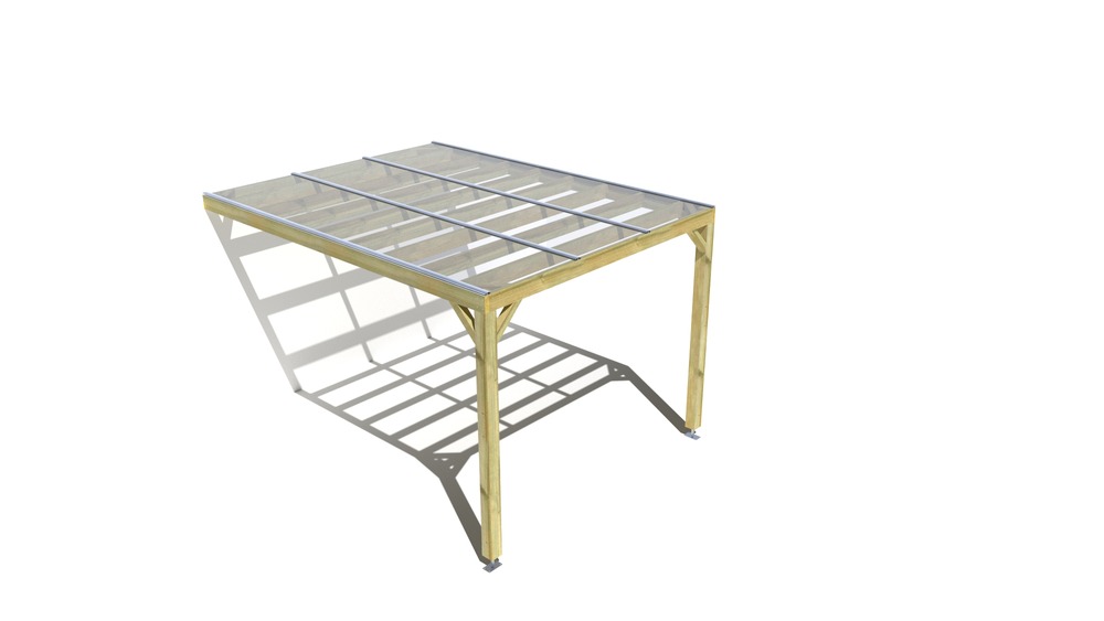 Pergola bois • 3m x 4m • adossée • sens largeur • couverture étanche transparente incluse • livraison comprise