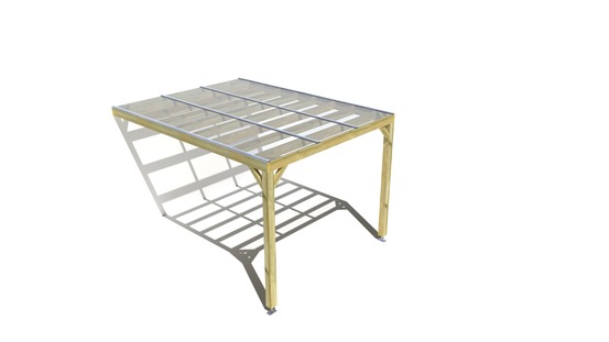 Pergola bois • 3m x 4m • adossée • sens largeur • couverture étanche transparente incluse • livraison comprise
