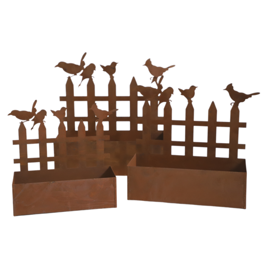 Set3 jardinières jardin extérieur balcon métal rouillé ht.38-44-50 cm