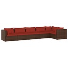 Salon de jardin meuble d'extérieur ensemble de mobilier 6 pièces avec coussins résine tressée marron
