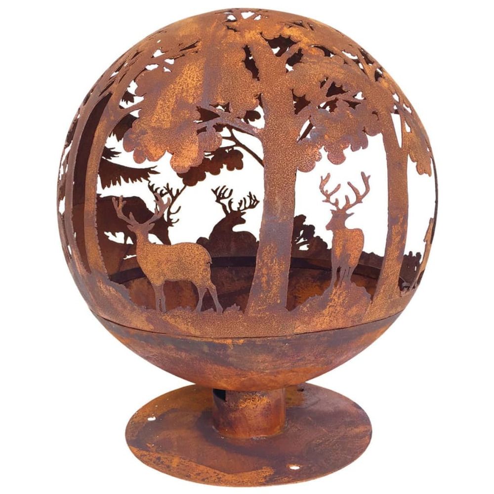 Foyer à coupe laser 57,5 x 57,5 x 66 cm rouille ff261