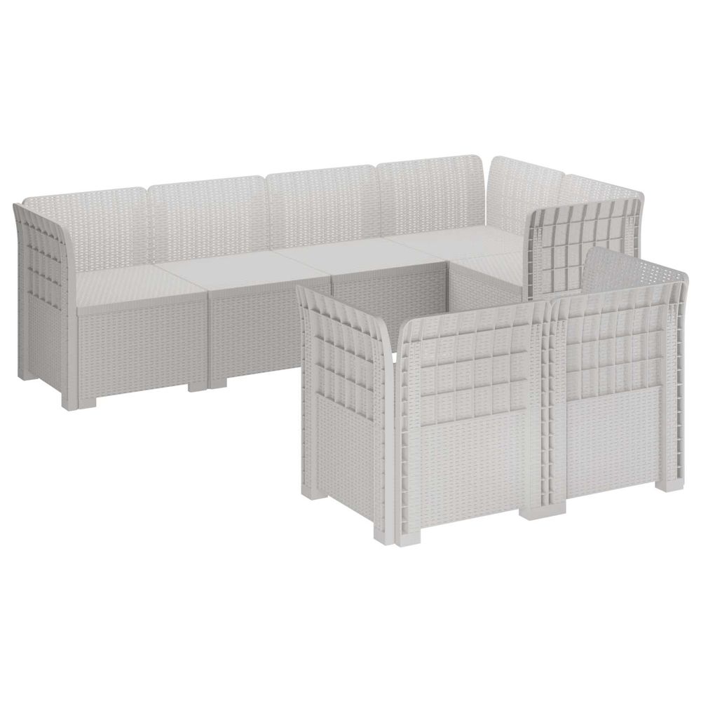 Canapé de jardin 7 places look rattan pp blanc