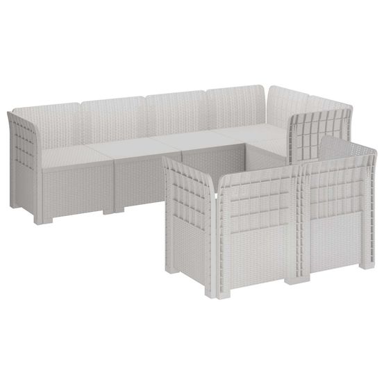 Canapé de jardin 7 places look rattan pp blanc