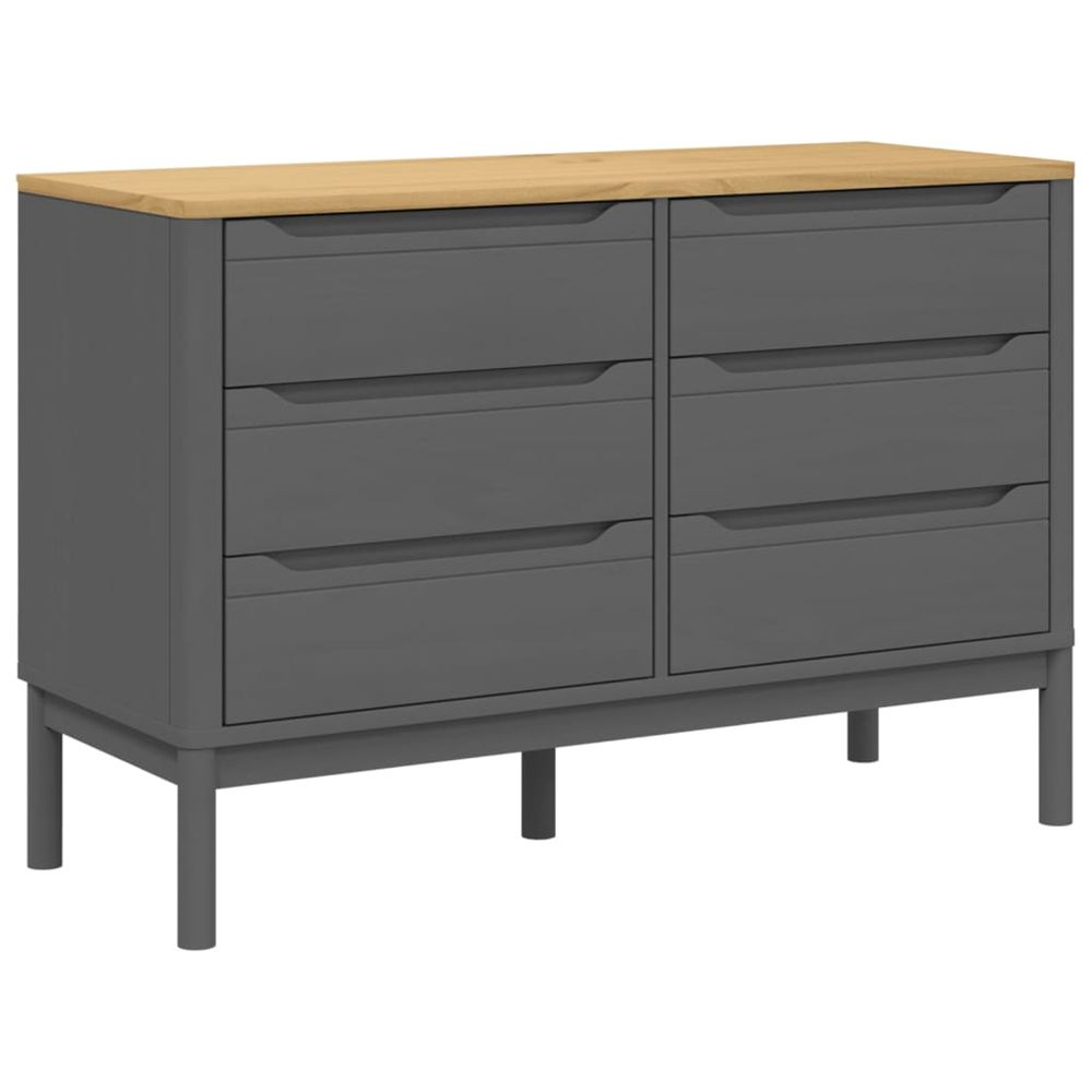 Commode floro gris bois de pin massif