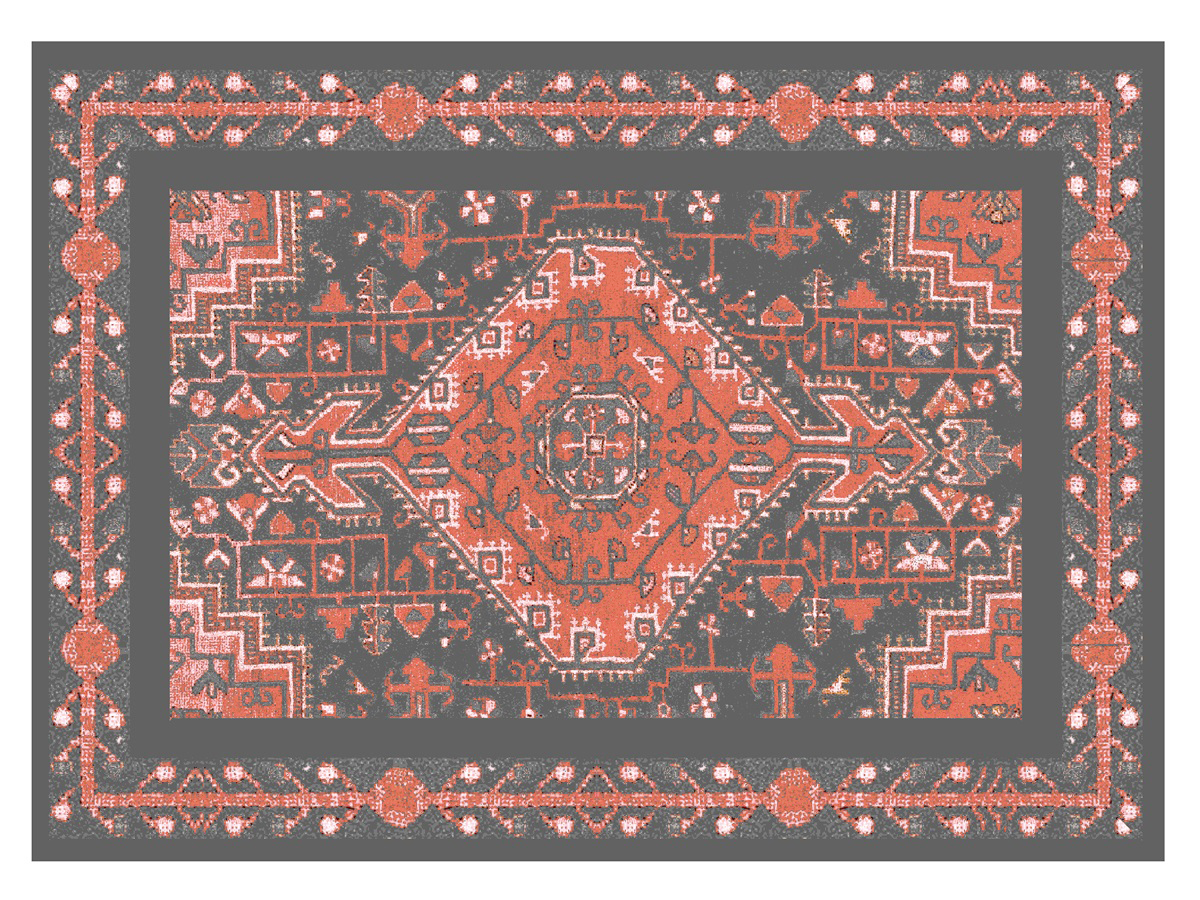Tapis d'entrée kelim rouge/gris - 50x70 cm