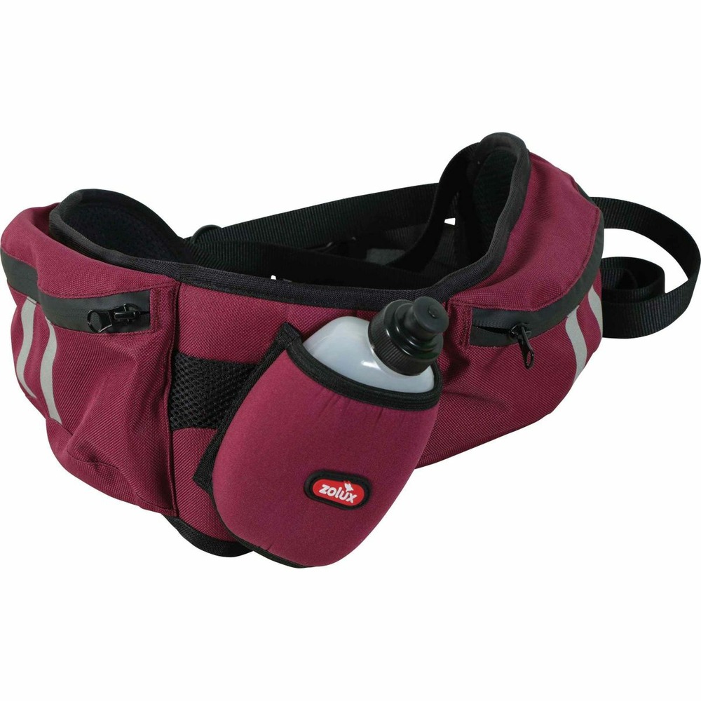 Ceinture de randonnée avec poches de rangement et gourde bivouak rouge