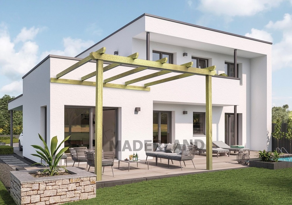 Pergola en bois adossée - modèle lloret - 510 x 420 cm