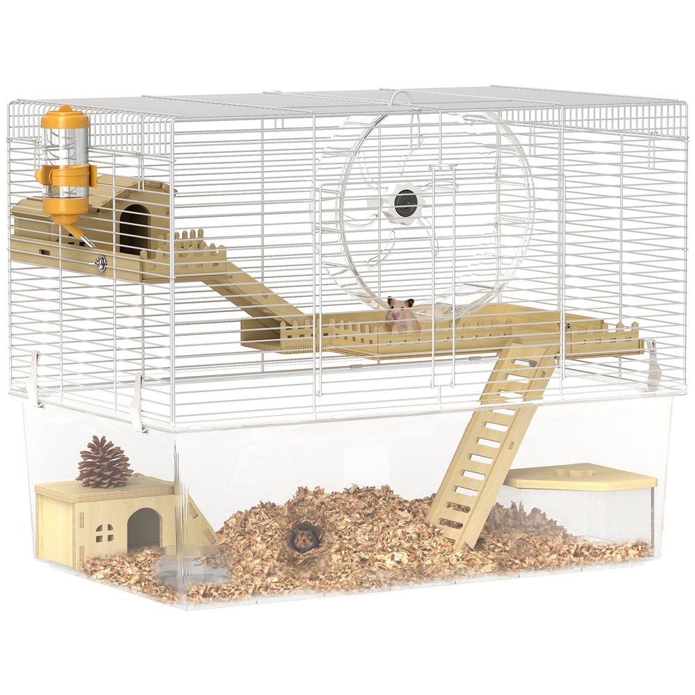 Cage hamster acier petits rongeurs accessoires 59x47cm blanc