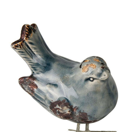 Ensemble 2 oiseaux fer décoratifs bleu 13x15cm