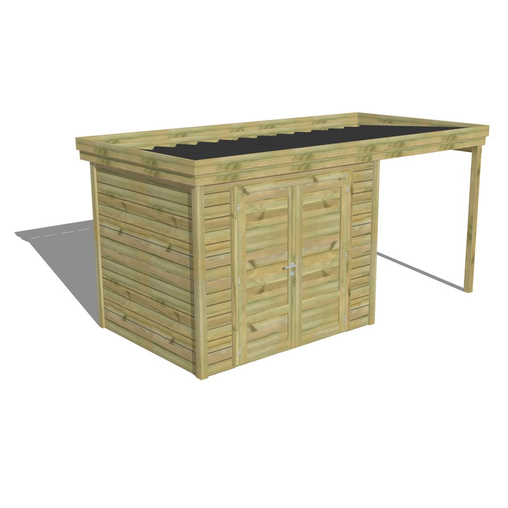 Abri de jardin bois pin traité autoclave 27mm - 4,64x2,14m / 10m2 - bac acier - abri français