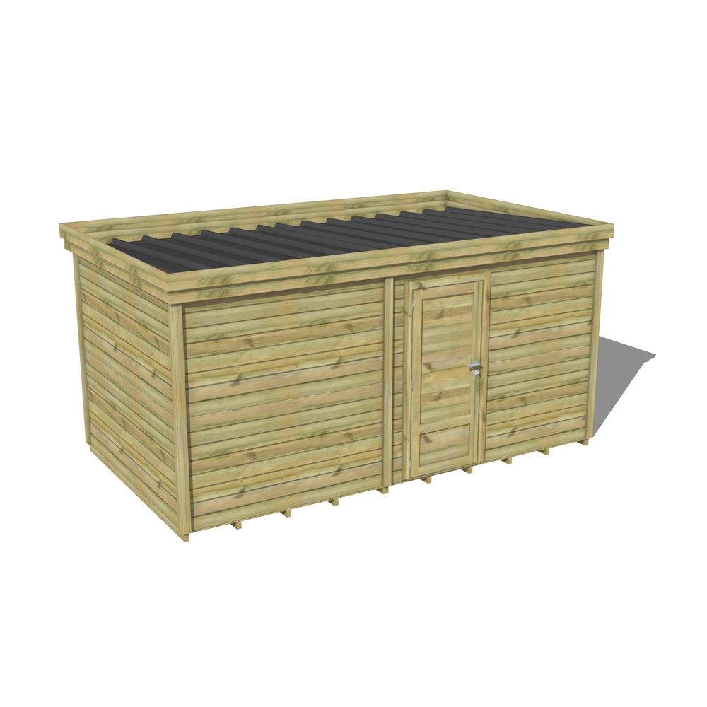 Abri de jardin bois pin traité autoclave 27mm - 4,195x2,64m / 11m2 - bac acier - plancher bois