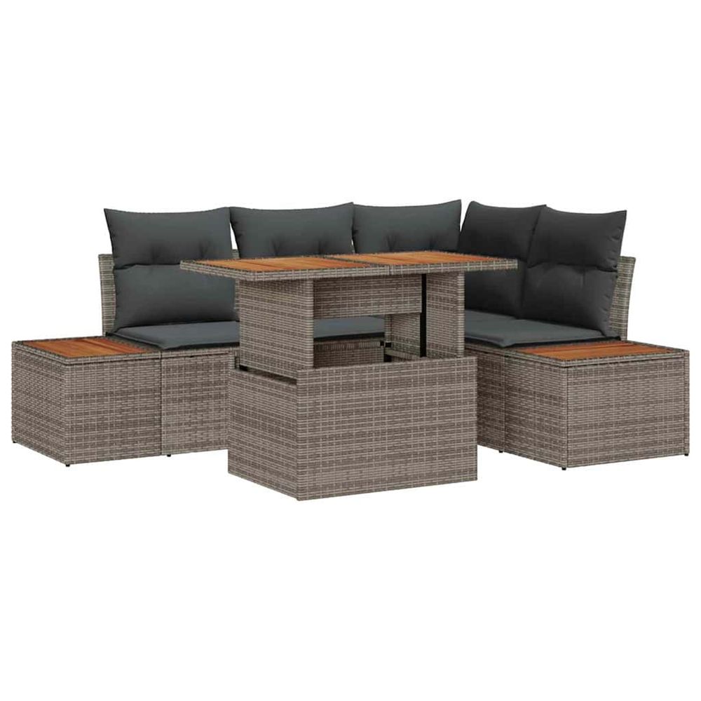 Ensemble de canapé de jardin 5 pc gris poly rotin