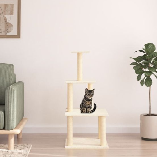 Arbre à chat simple plateforme sisal crème 111cm pour petit chat économique
