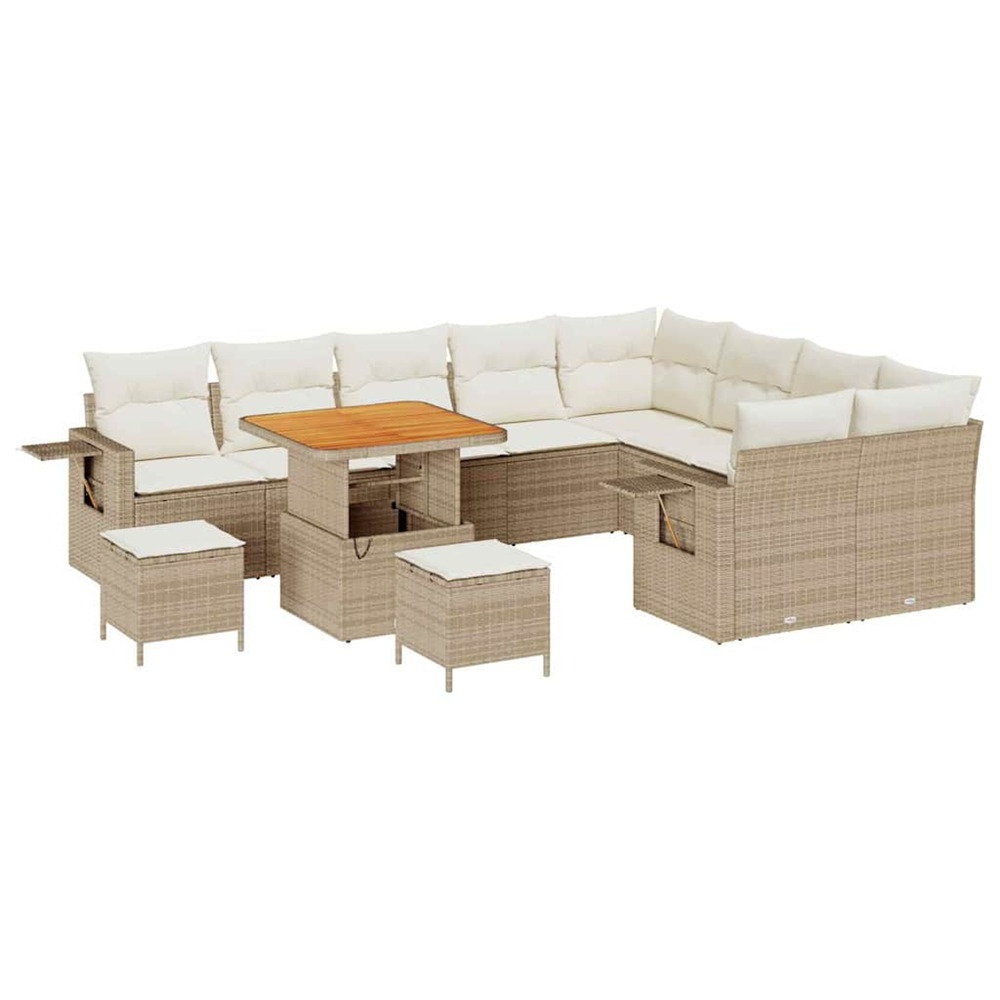 Ensemble de canapé de jardin 12 pcs beige polyrotin