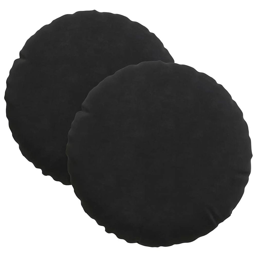 Coussins de siège 2 pc velours noir ø30 x 13 cm