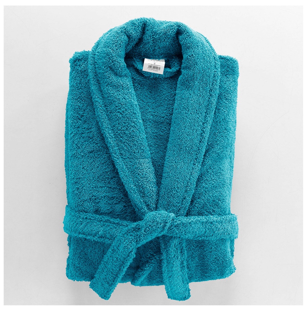 Peignoir col chale tendresse bleu paon