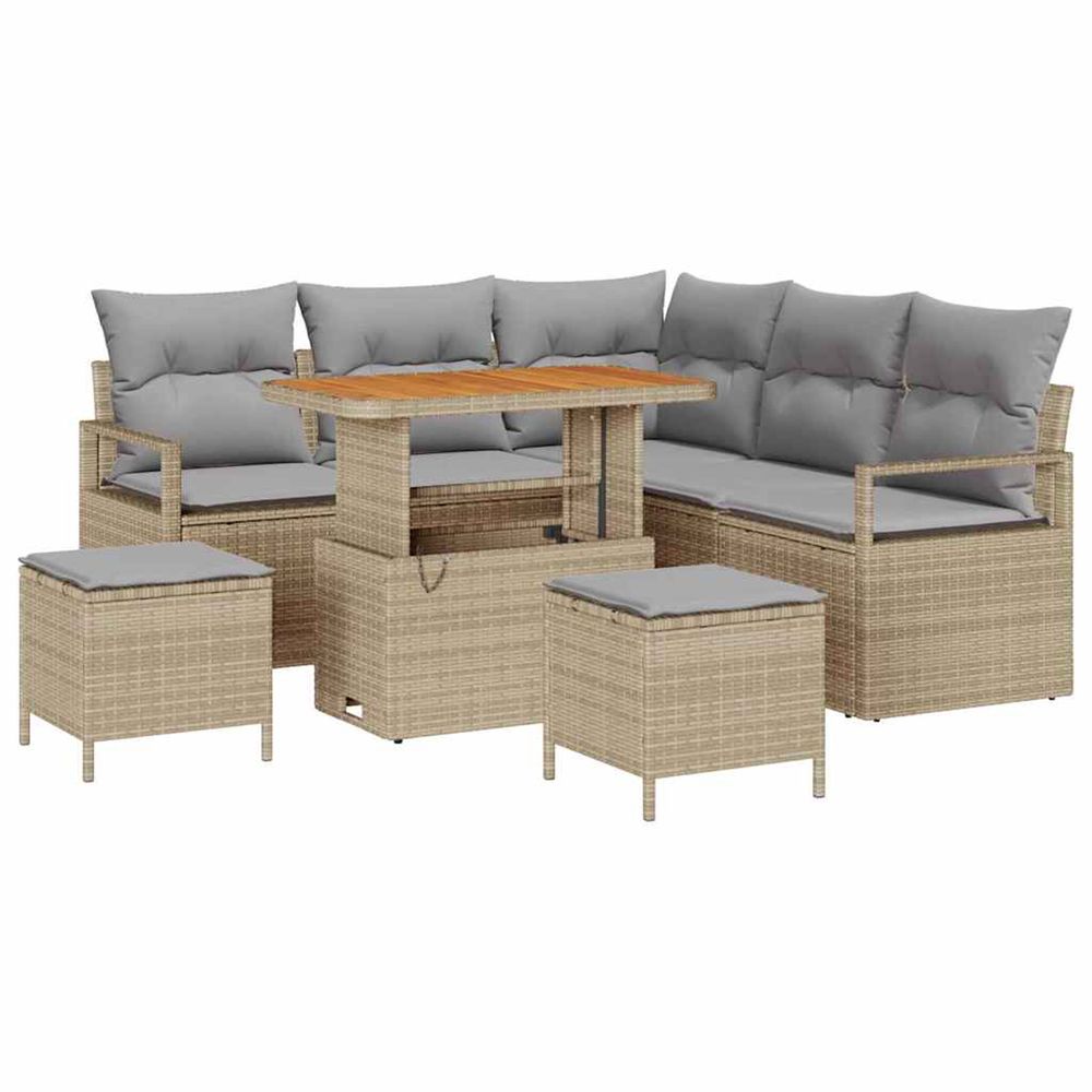 Ensemble de canapé de jardin 8 pc beige polyrotin