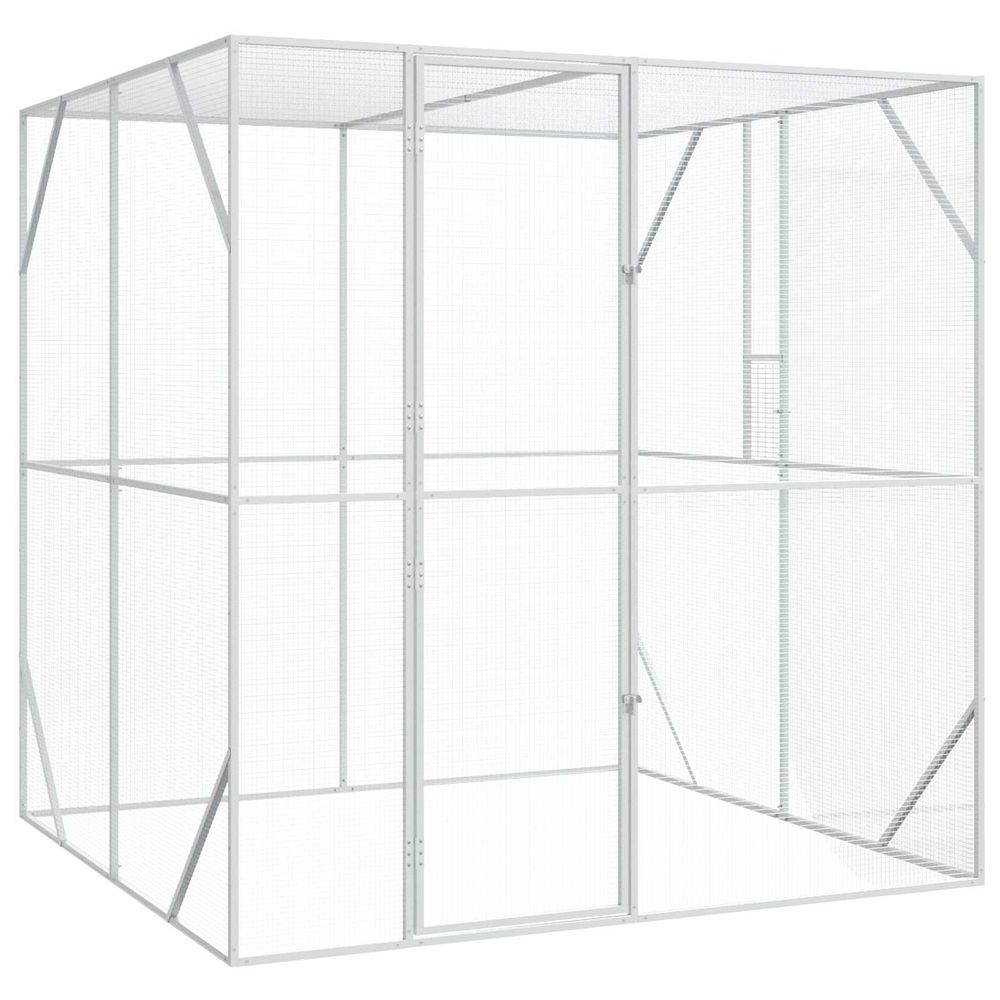 Cage pour oiseaux argenté 209 x 202 x 214 cm