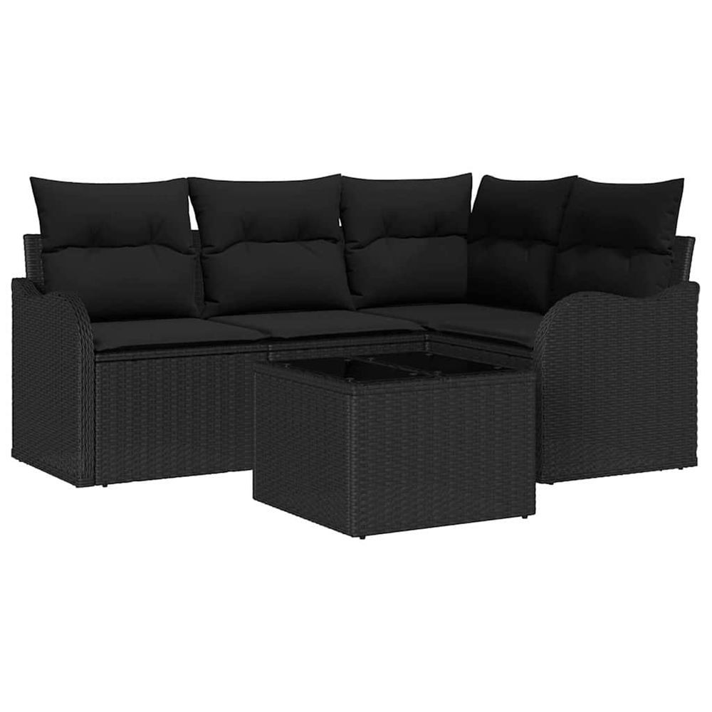 Ensemble de canapé de jardin noir polyrotin