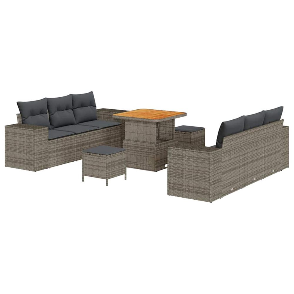 Ensemble de canapé de jardin gris poly rattan