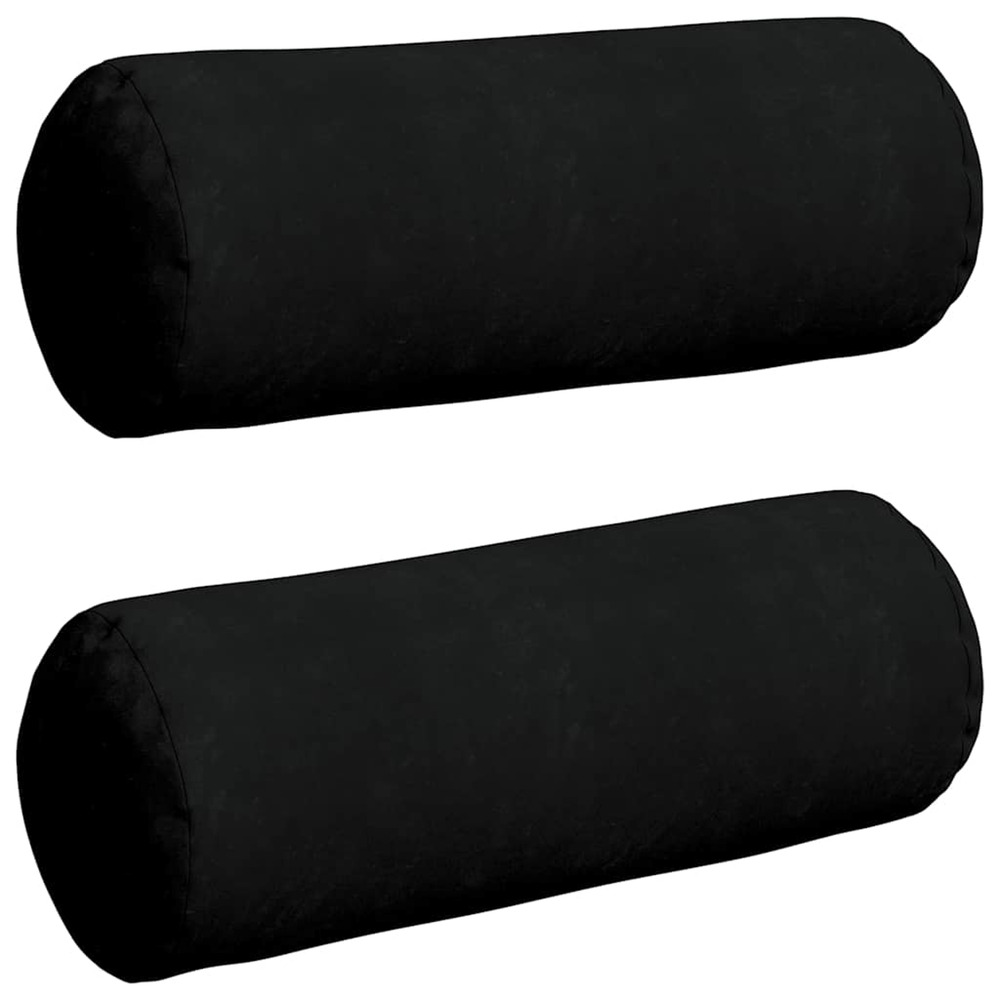 Coussins d'accent 2 pcs noir ø 25 x 70 cm tissu en microfibre