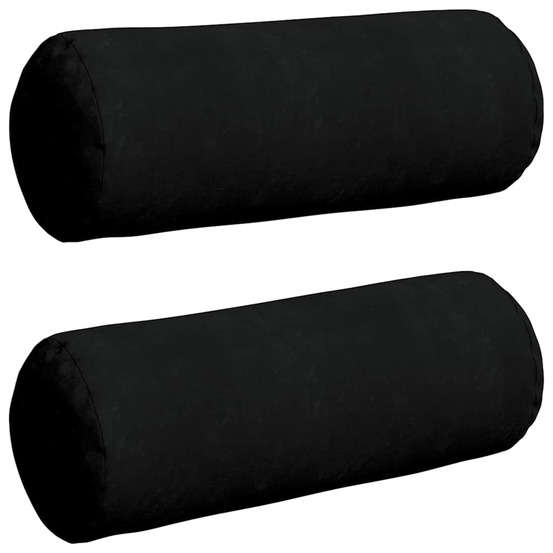 Coussins d'accent 2 pcs noir ø 25 x 70 cm tissu en microfibre