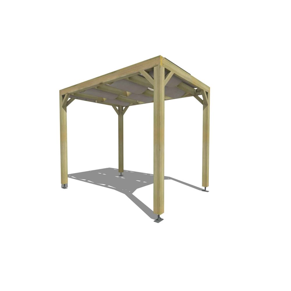 Pergola bois • 2m x 3m • indépendante • sens largeur • voilage semi-transparent inclus • livraison comprise