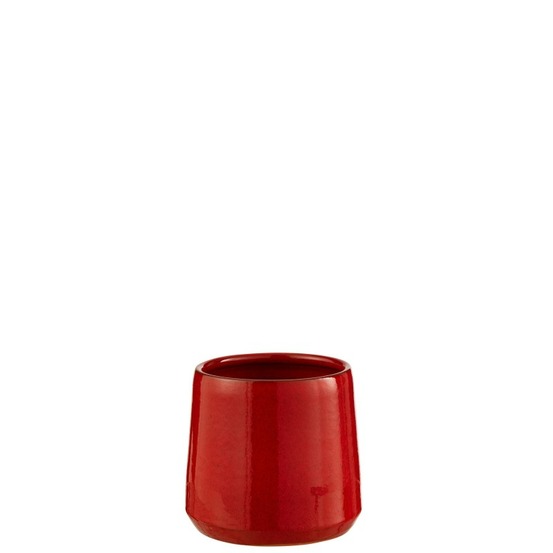 Cache-pot rond en poterie rouge 18x18x17 cm