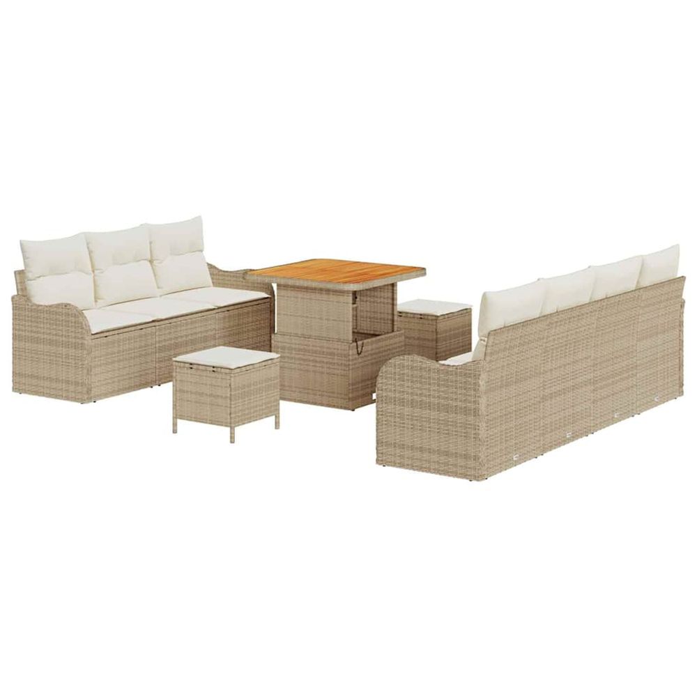 Ensemble de canapé de jardin 10 pc beige polyrotin