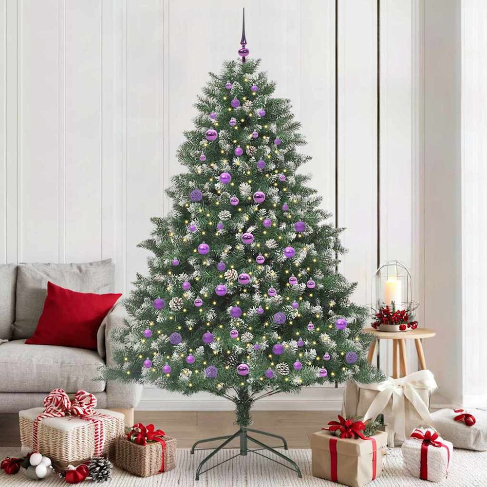 Kit sapin de noël géant 210 cm intérieur/extérieur, complet avec 300 led et boules