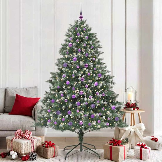 Kit sapin de noël géant 210 cm intérieur/extérieur, complet avec 300 led et boules