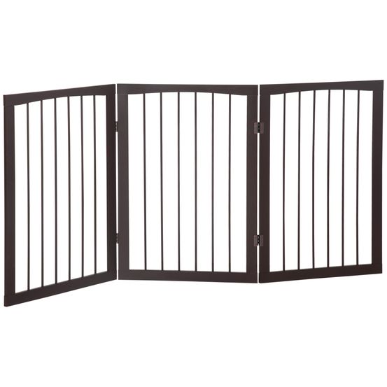 Barrière sécurité 3 sections mdf petit chien intérieur séparation pliable 160x76cm marron - comfortxl pet living