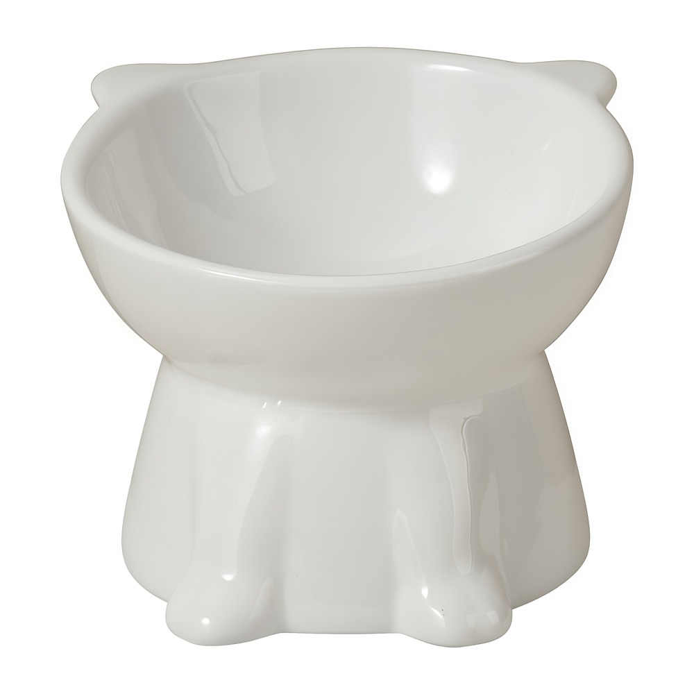 Bol en céramique en forme de chat avec angle d'inclinaison pour un nourrissage facile des chats