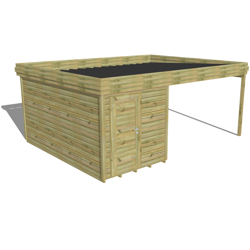 Abri de jardin bois pin traité autoclave 27mm - 5,64x4,34m / 24m2 - bac acier - plancher bois