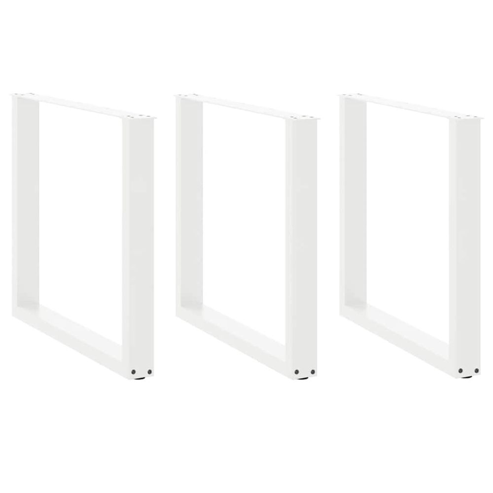 Pieds de table à manger en u 3 pièces blanc 90 x (72-73) cm acier