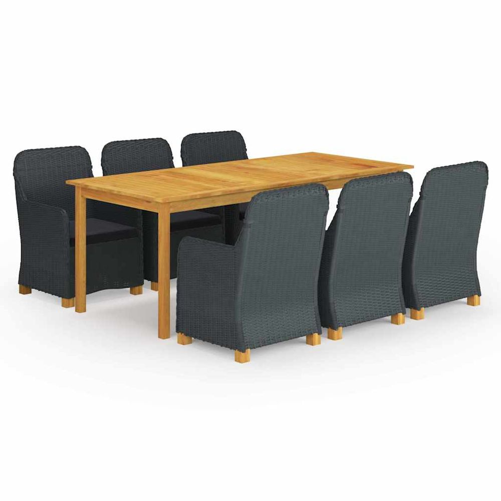 Ensemble à manger de jardin 7 pcs gris foncé