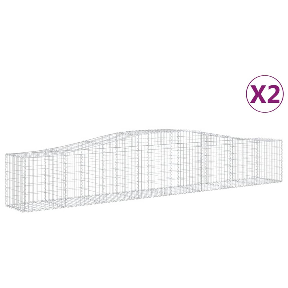 Paniers à gabions arqués 2 pcs 400x50x60/80 cm fer galvanisé