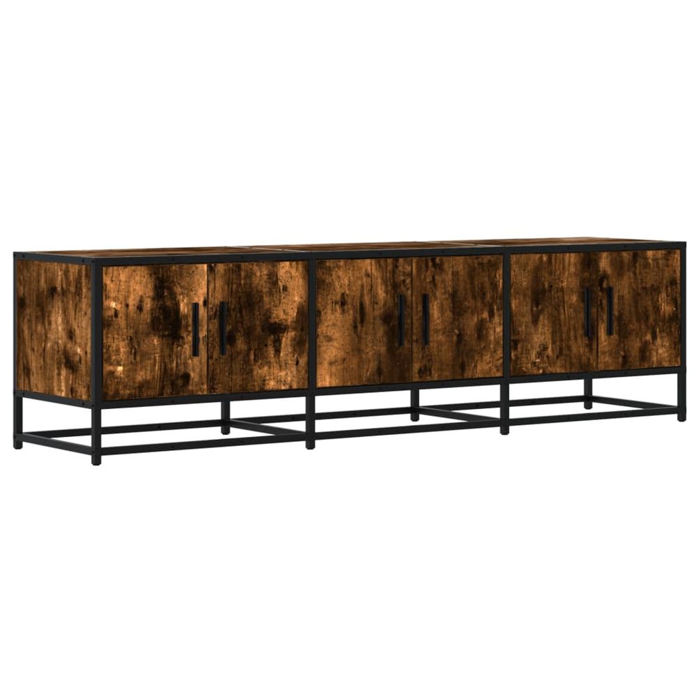 Meuble tv chêne fumé 150x35x41 cm bois d'ingénierie et métal