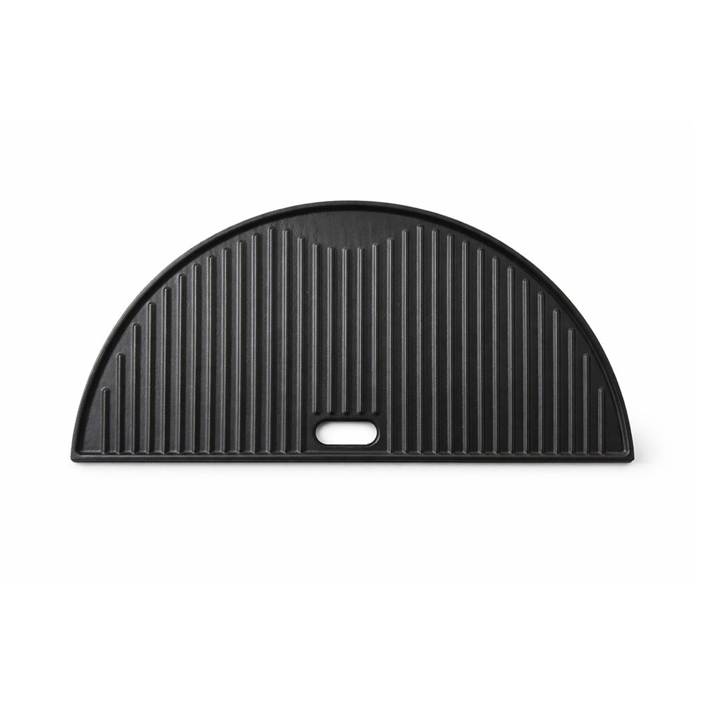 Demi-plaque de cuisson en fonte réversible patton pour barbecue kamado - 46,5 x 22,5 cm