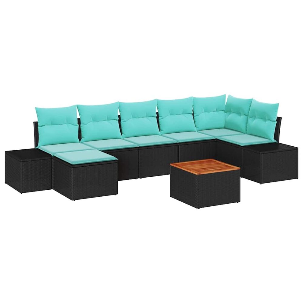Ensemble de canapé de jardin 8 pc noir polyrotin