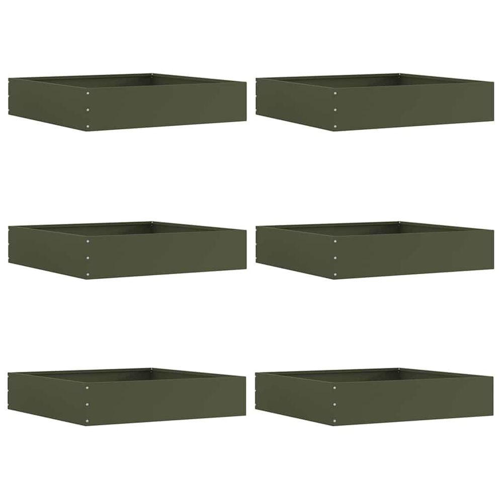 Bordure de pelouse 6 pc 60 x 60 x 13 cm acier vert olive