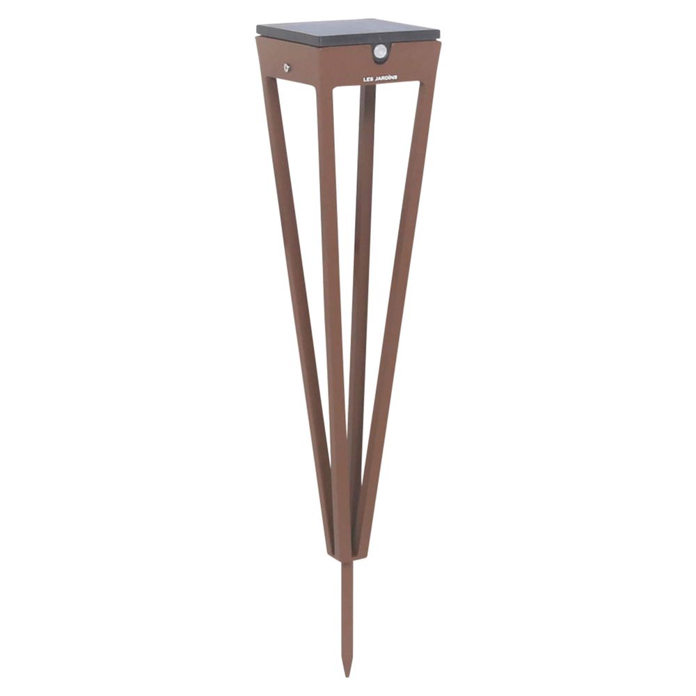 Torche solaire extérieure à planter tinka en aluminium corten avec pic intégré h.52 cm