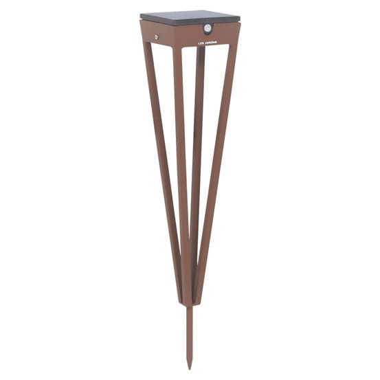 Torche solaire extérieure à planter tinka en aluminium corten avec pic intégré h.52 cm