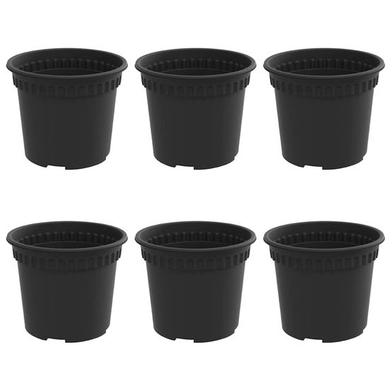Pot à fleurs rond 6 pc noir ø 12,5 x 10 cm plastique