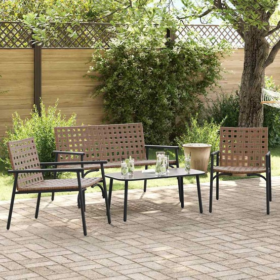 Ensemble de salle à manger pour jardin 4 pcs marron polyrotin