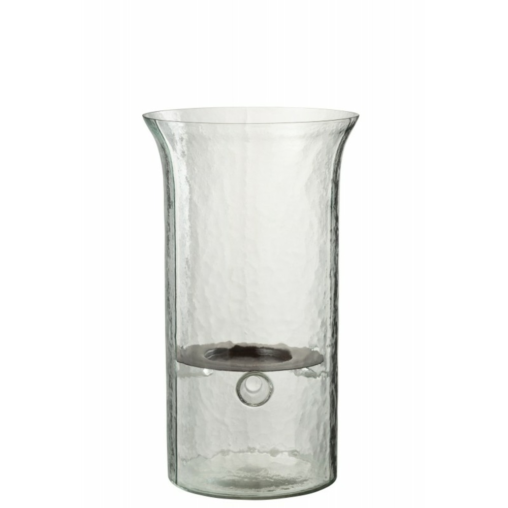 Bougeoir plat en verre transparent 19x19x33 cm